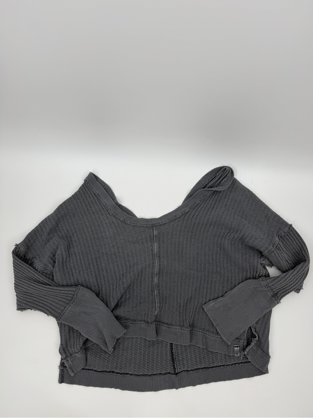 We The Free Free People Close To You Waffle Knit Crop Top Small Charcoal Gray